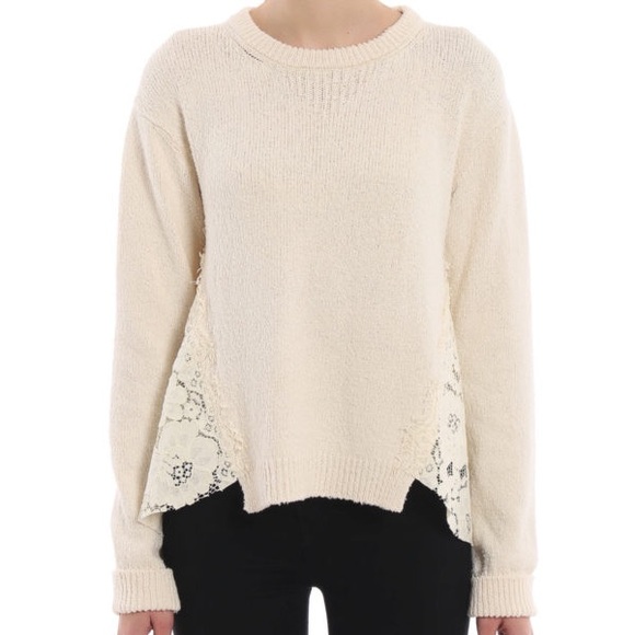 Twinset Cotton and lace asymmetrical cozy sweater - Picture 7 of 15
